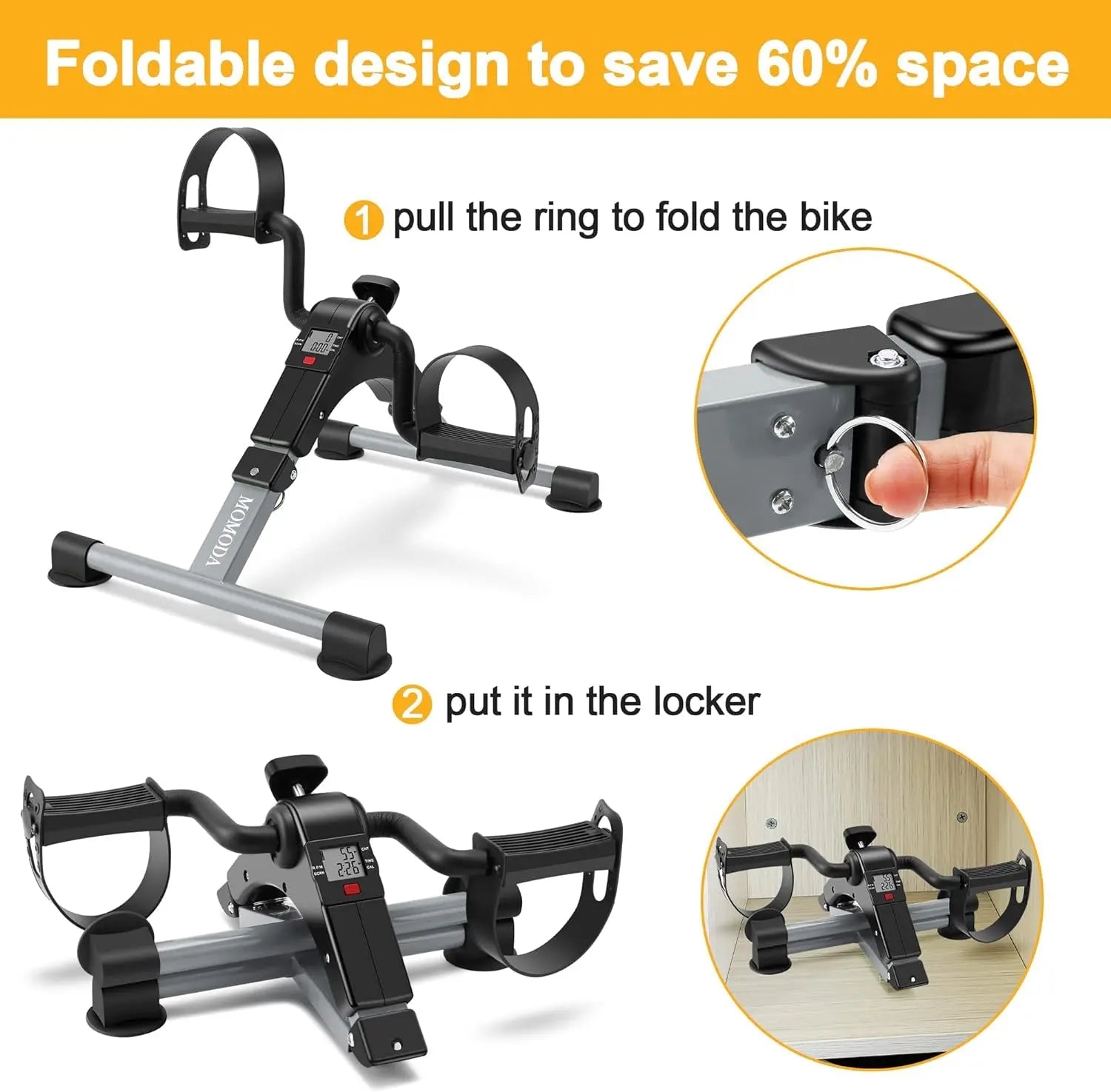 Foldable Under Desk Bike Pedal Exerciser with LCD Display Deal Online